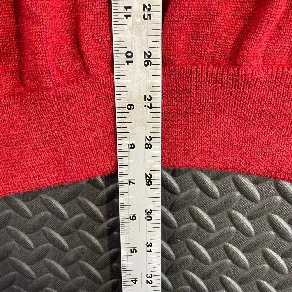 Brooks Brothers 346 Red Quarter Zip Merino Wool‎ Pullover Sweater Men's Size XL